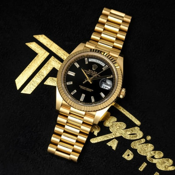 Rolex day date gold black premium automatic