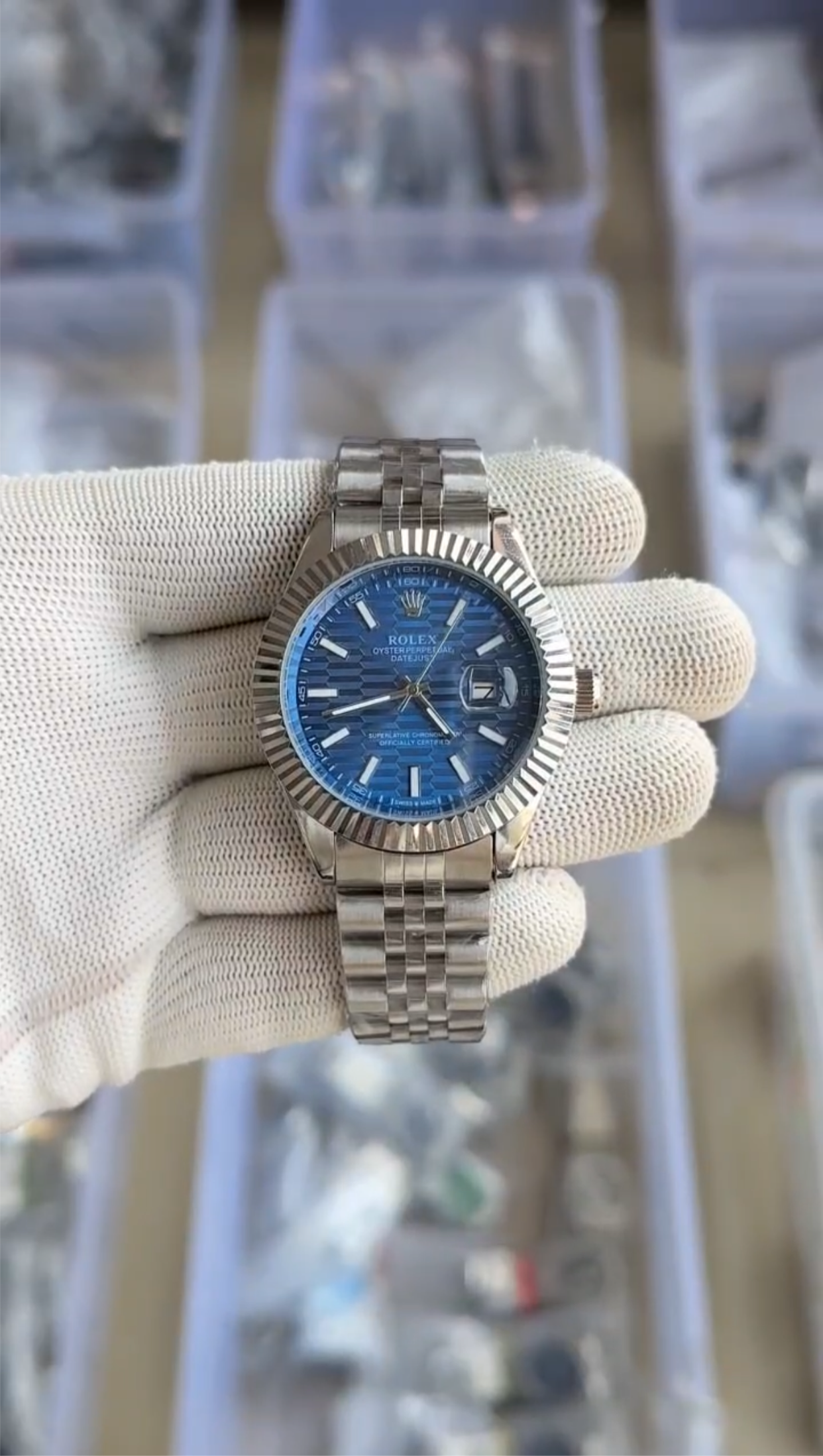 Silver Blue Date Just Watch