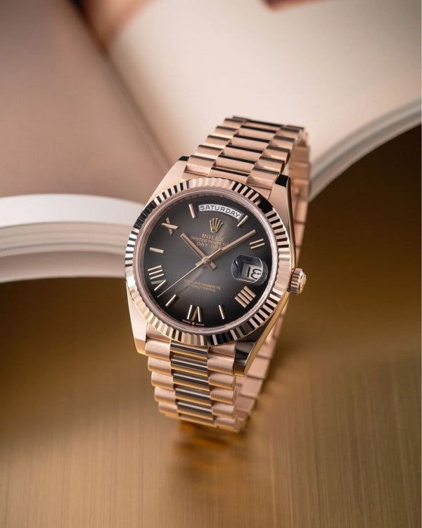 ROLEX DAY DATE ROSE GOLD BLACK DIAL AUTOMATIC