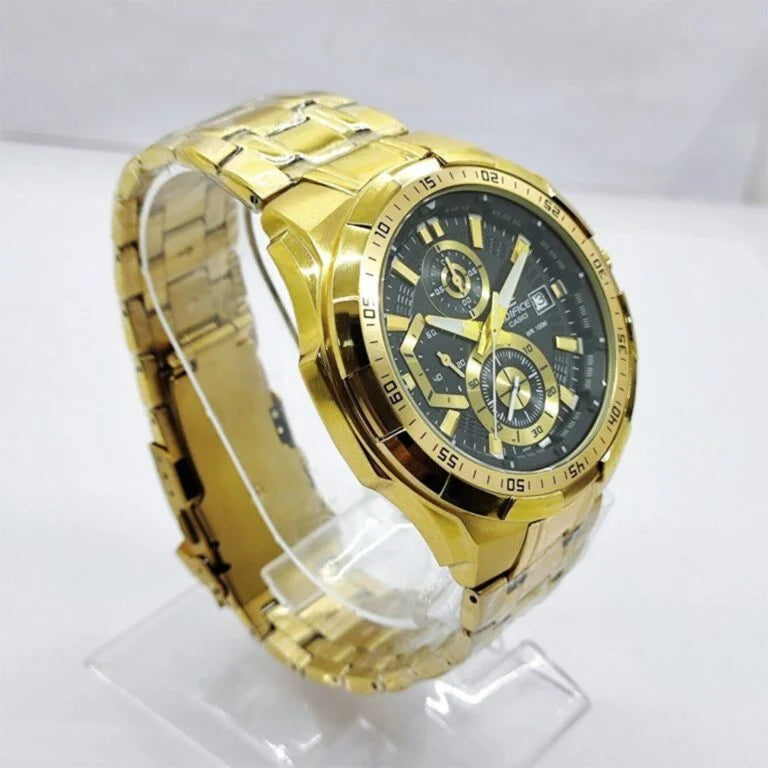 Gold Black Metal Watch