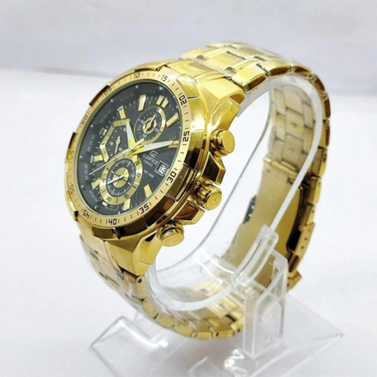 Gold Black Metal Watch