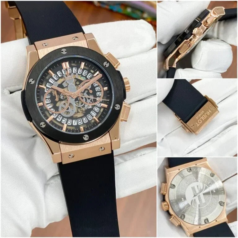 Black Leather Belt Watch A