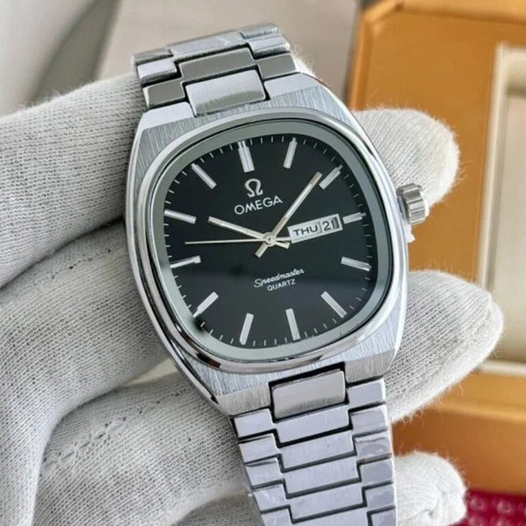 Speedmaster Slim Silver Black Metal Watch