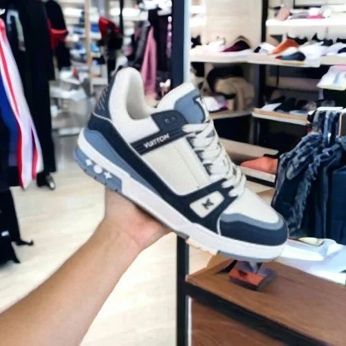 LV Street Style Trainer Sneakers Blue White With Bill For Mens