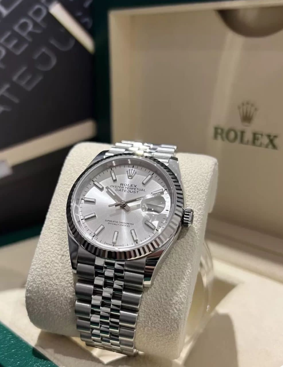 Rol-ex Date Just Silver