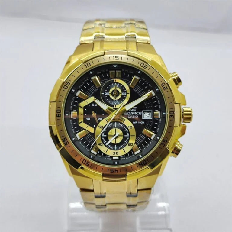 Gold Black Metal Watch